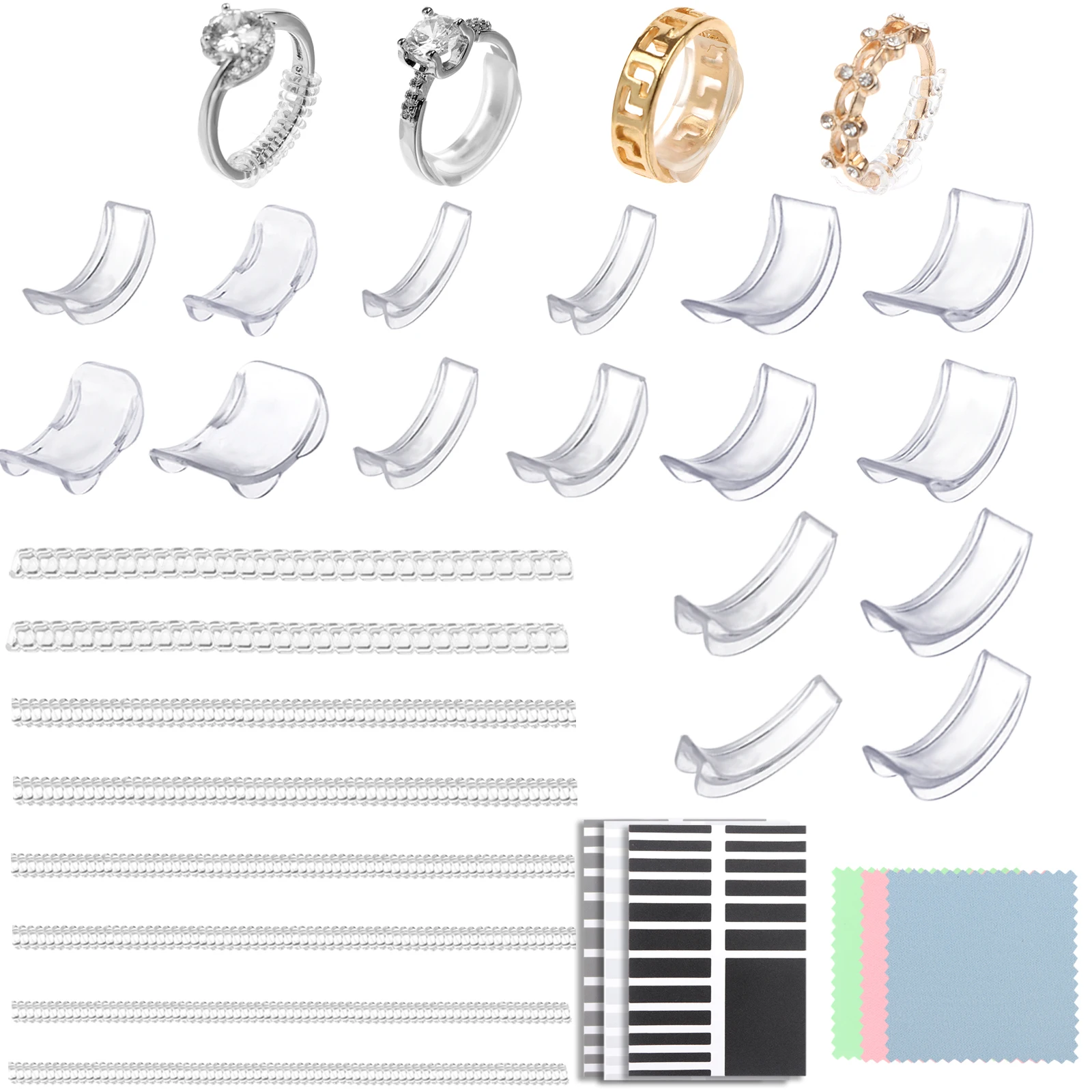 8 pz/lotto Silicone invisibile chiaro anello di regolazione della dimensione ridimensionatore anelli allentati riduttore anello Sizer misura qualsiasi anelli strumenti di gioielli