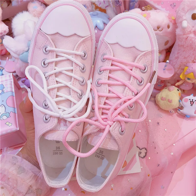 Chaussures japonaises Sweet Lolita pour filles, baskets Kawaii, chaussures de planche plates à tête ronde