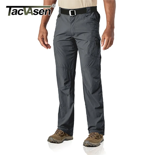 Imagen 2 del producto TACVASEN-pantalones Cargo de tela elástica para hombre, pantalón ligero de secado rápido con múltiples bolsillos para exteriores, entrenamiento y senderismo, Verano