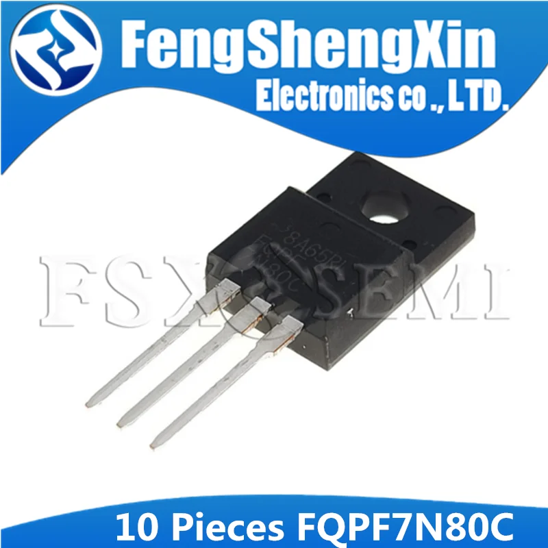 10pcs FQPF7N80C TO-220F FQPF7N80 TO-220 7N80 7N80C 800V N-Channel MOSFET