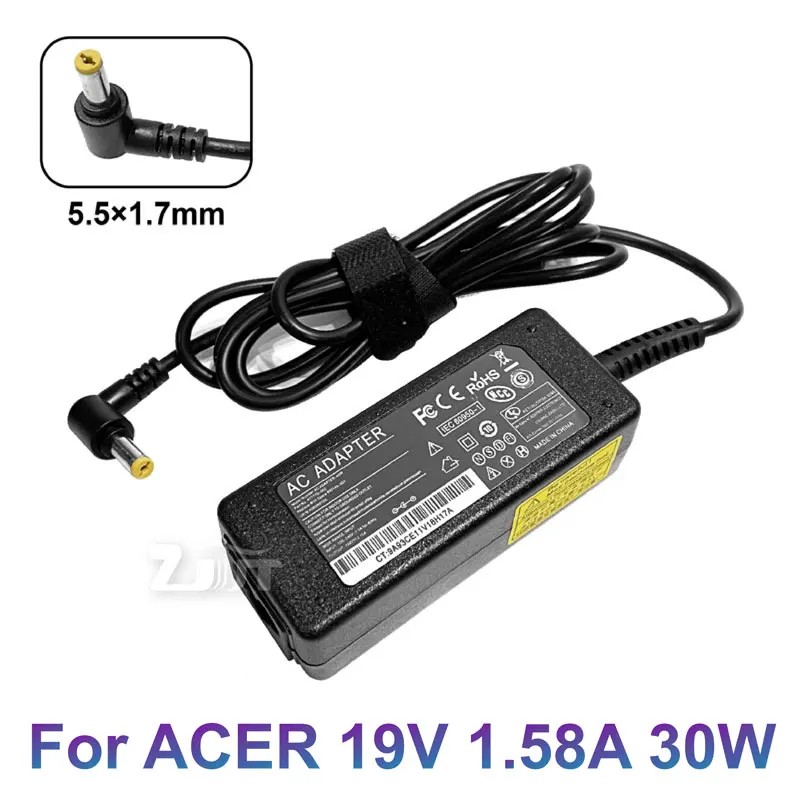 19V 1.58A 30W 5.5*1.7mm AC Power Adapter Charger For ACER Aspire One D255 D255E D260 ZG5 ZA3 KAV60 NAV50T D250 D150 1810T 1410