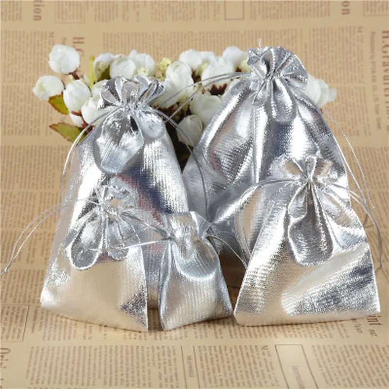 10pcs Adjustable Jewelry Bag Packing Silver Gold Drawstring Velvet Bag Wedding Gift Bags Pouches 5x7cm 7x9cm