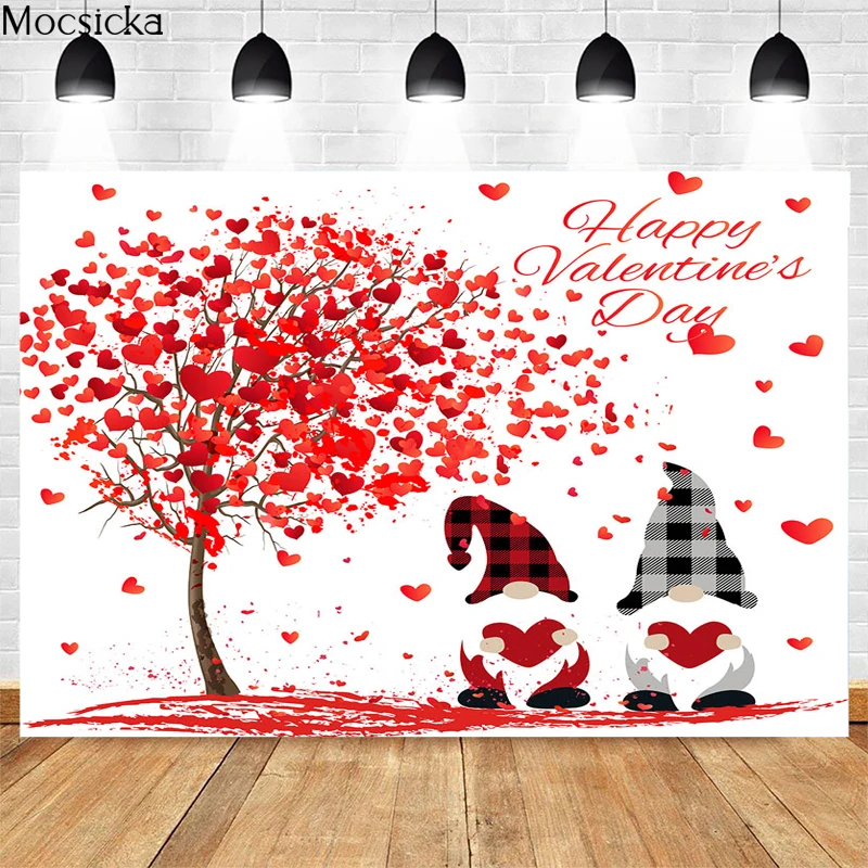 

Mocsicka Happy Valentine's Day Photography Background Love Dwarf Decorations Props Confession Gril Wedding Photo Backdrop Banner