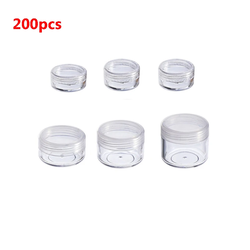 

200pcs 2g 3g 5g 10g 15g 20g Empty Plastic Cosmetic Makeup Jar Pots Transparent Sample Bottles Eyeshadow Cream Lip Balm Container