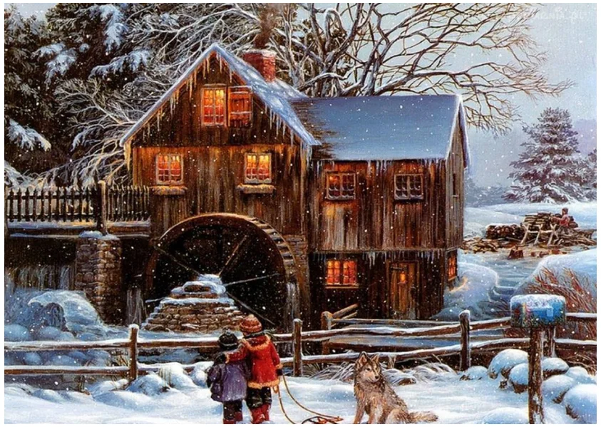 Winter Snow Wooden House Child Top Quality Cross Stitch Kits 14CT Unprinted Sewing kit Embroidered Art Handmade Home Decor