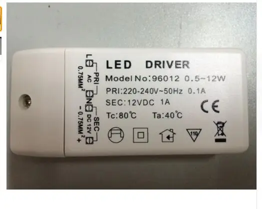 Adaptateur de pilote de transformateur LED CE UKCA, sortie 12V DC, couvercle en plastique 6W, 12W, 18W, 220V à 12V pour bande LED MR11, MR16 12V DC