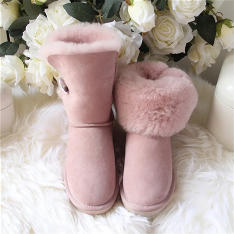 2023 Fashion Natural Fur Snow Boots New Shoes Women Genuine Sheepskin Real Fur 100% Wool Women Winter Snow Boots Brand Boots