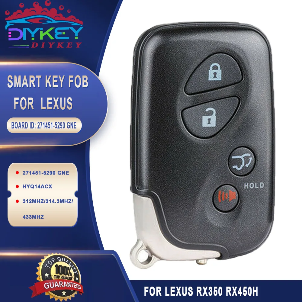 DIYKEY Board ID: 271451-5290 GNE Smart Key Keyless Remote Fob For Lexus RX350 RX450h 2010 2011 2012 2013 2014 2015 HYQ14ACX