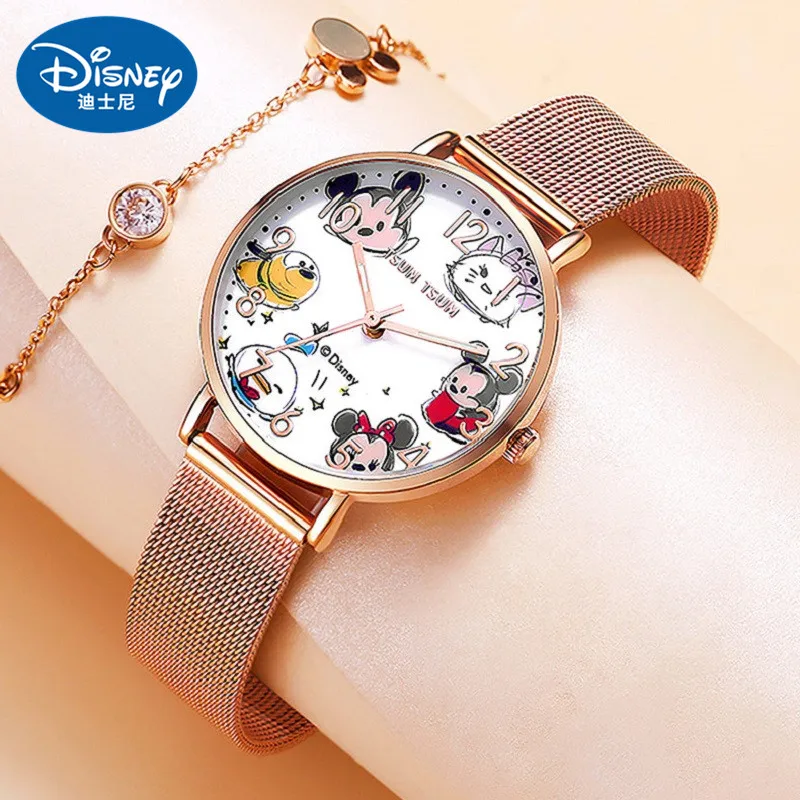 Disney Official Lady New Casual Quartz Wristwatch Gift Clock Women Fashion Female Micky Minne Mouse TsumTsum Hot Relogio Feminin