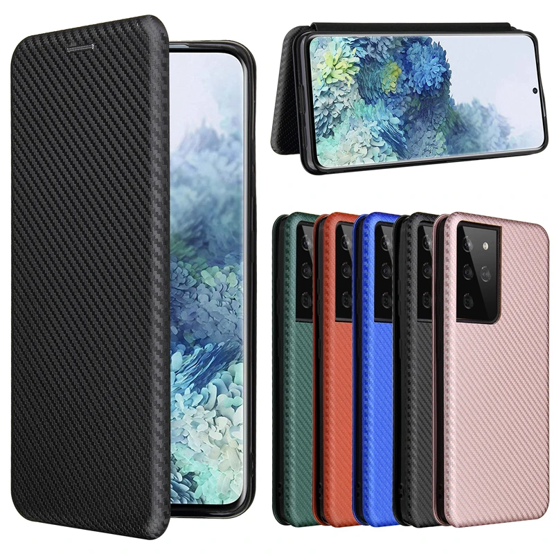 Funda Flip Case for Samsung Galaxy S30 Ultra S20 FE Note 20 S20 Plus M51 A51 A71 5G Carbon Fiber Coque Phone Case Cover Capa