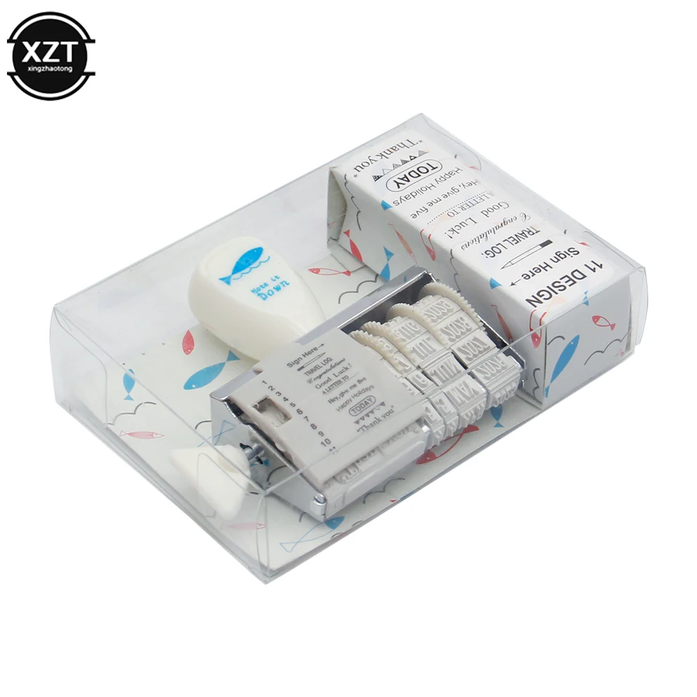 Sáng Tạo Rolller Ngày Cao Su Tem Tiếng Anh Lời Chào DIY Thêu Sò Lập Kế Hoạch Nhật Ký Học Tập 2014-2025