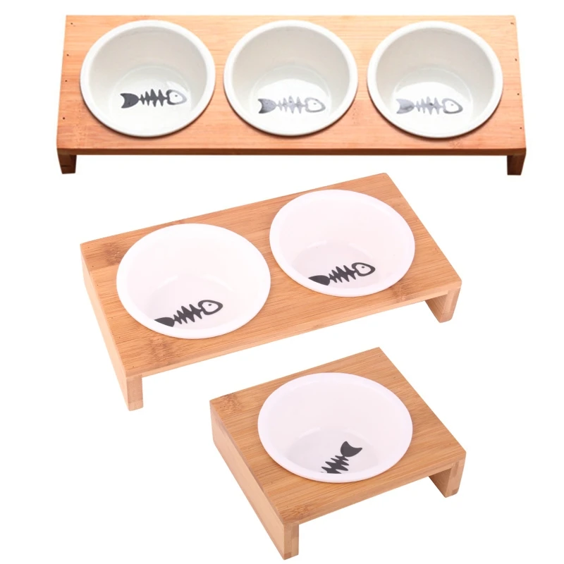 Dog Feeders Bowls Bamboo Tableware Ceramic Pet Water Bowl High Grade Anti Skid Pet Supplies Dog Bowl