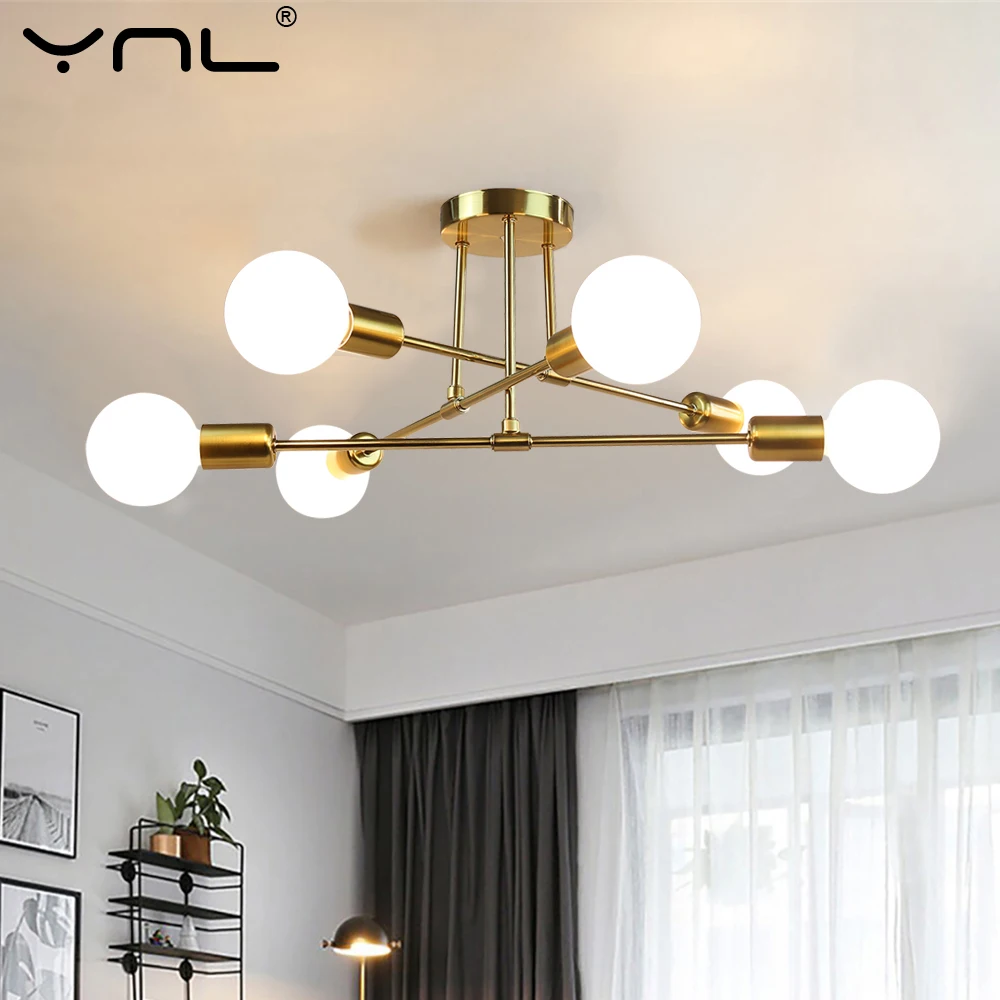 E27 Modern Chandelier Hanging Lamps For LED Ceiling Light Fixtur Iron Minimalist Personality Creative Lighting Silver Gold Black