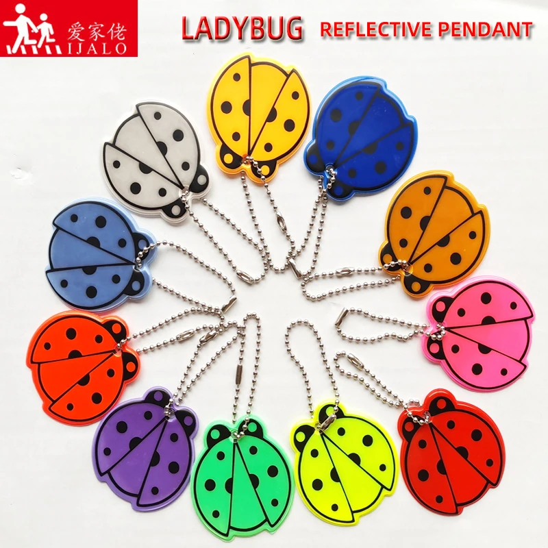 10Pcs Cute Ladybug Reflective Keychain Pendant Charm Bag Accessories Hanger Keyrings For Traffic Safety