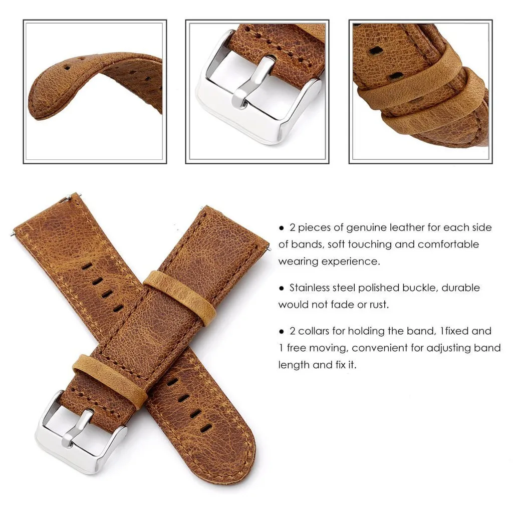 Classic Leather Watch Band Strap for Samsung Galaxy Gear Sport S4 S3 Galaxy S2 Replacement wrist bands Correa 20mm 22mm