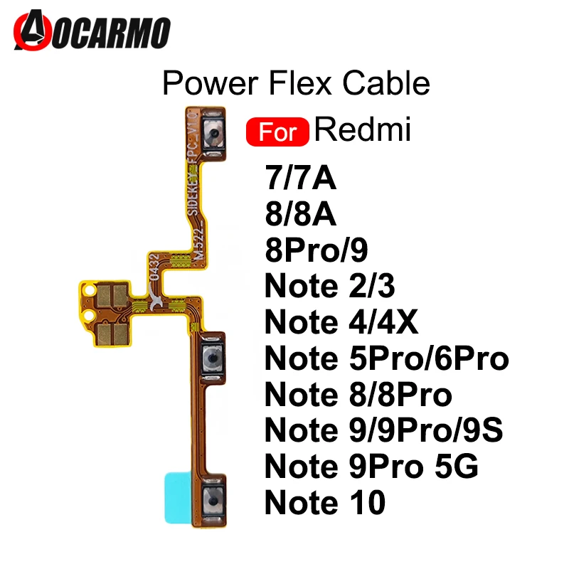

Кнопки включения и выключения громкости, гибкий кабель для Redmi 7 7A 8Pro 9 Note 2 3 4x 5 6 8 9 Pro 5G 10 6Pro, запасные части