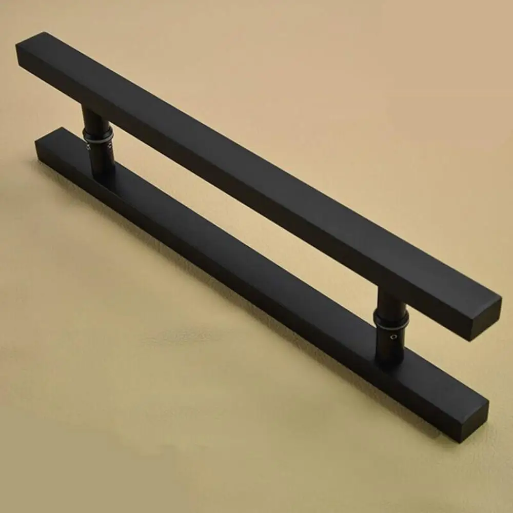 matt black Stainless steel glass / wooden door handle, Strong and durable ,Fine texture,door hardware