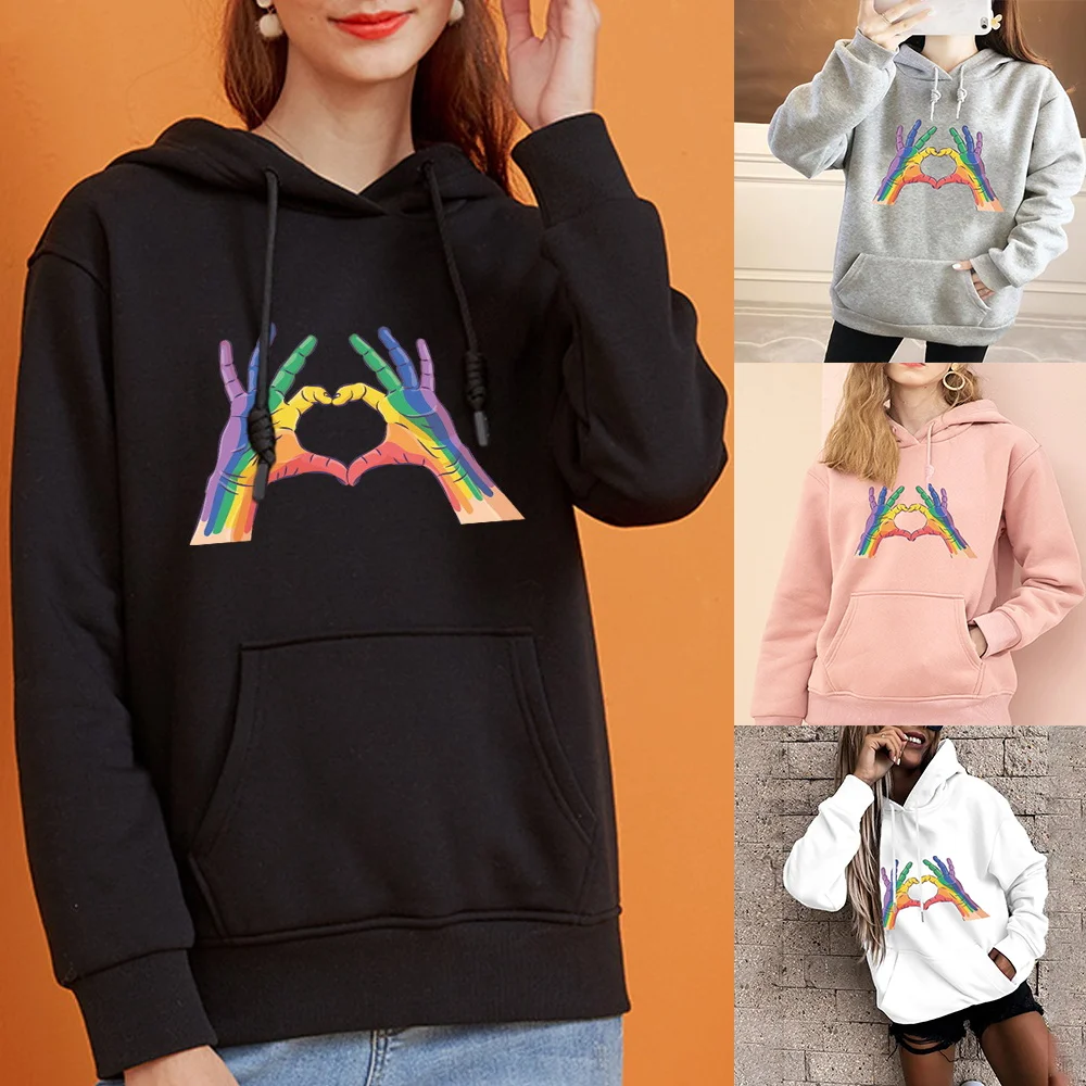 

Women's Fashion Long Sleeve Hoodie Girls Casual Pullover Hoodie Harajuku Tops Love Print Print Ladies Loose Pocket Sweatshirt