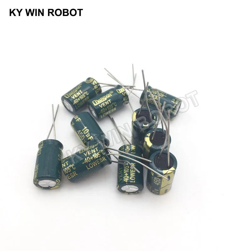 10 pcs Aluminum electrolytic capacitor 10 uF 450 V 10 * 17 mm frekuensi tinggi Radial Electrolytic kapasitor