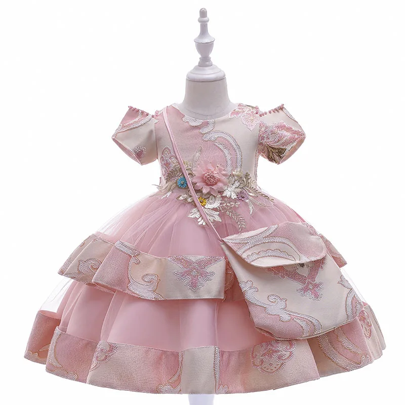 Children's Clothing 2021 Autumn Flower Girl Net Yarn Multicolor Princess Dress With Baby Gowns Catwalk Christmas Rose Kids Skirt