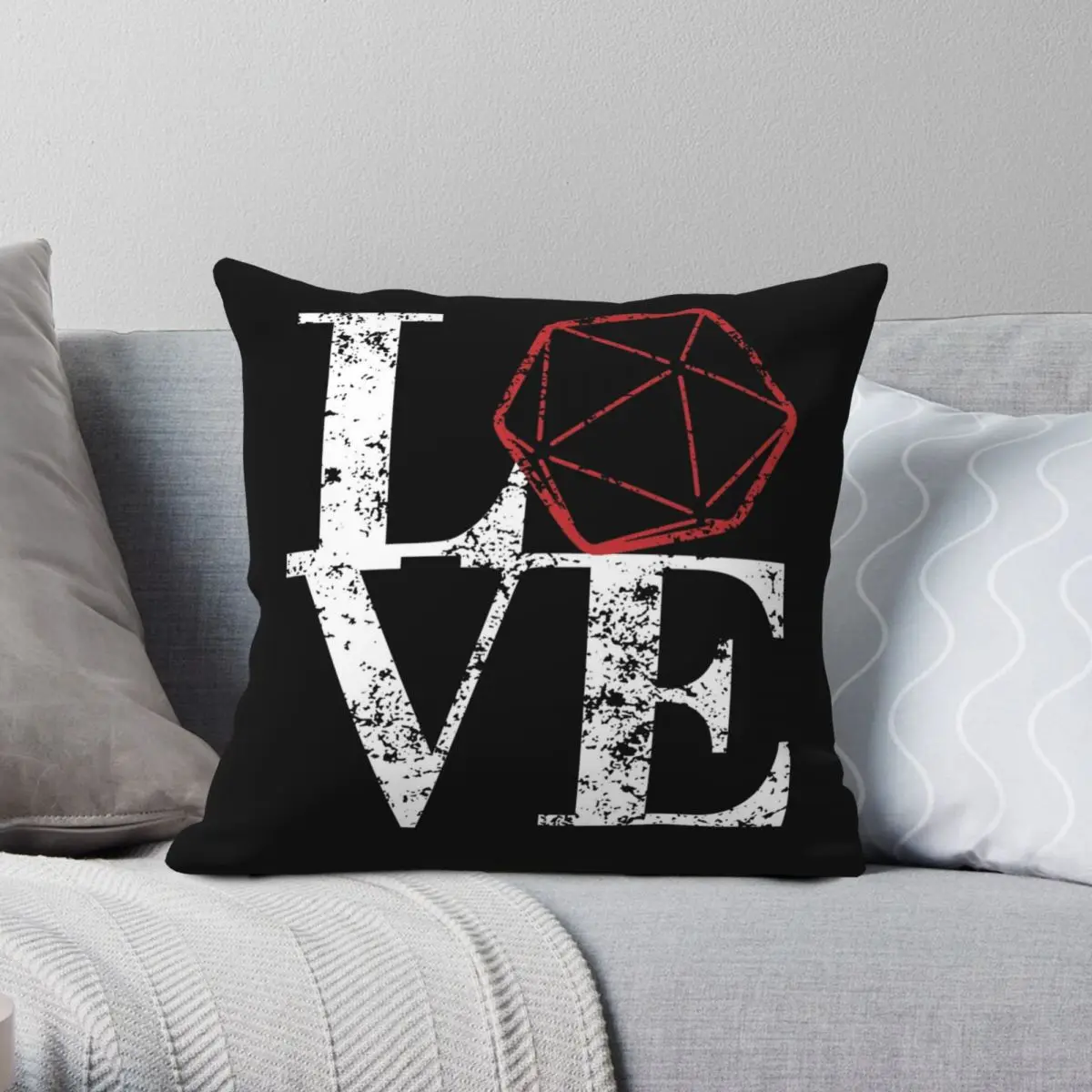 

LOVE D20 Square Pillowcase Polyester Linen Velvet Printed Zip Decor Bed Cushion Cover