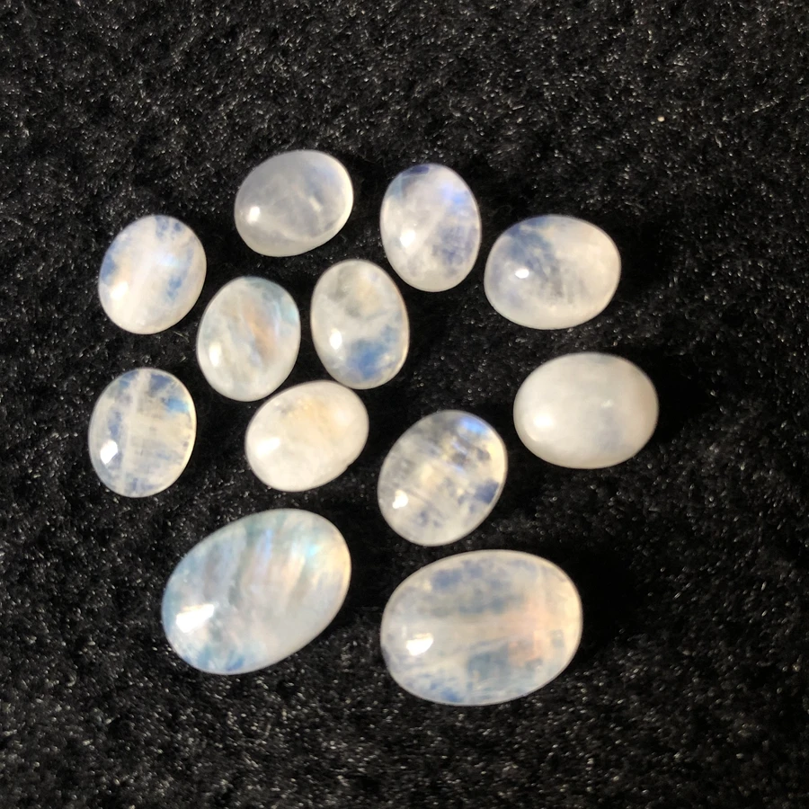 Wholesale 1pcs/pack Natural Rainbow Moonstone Bead Cabochon 7x9mm 8x10mm 10x14mm 12x16mm Oval Gem Stone Cabochon Ring Face