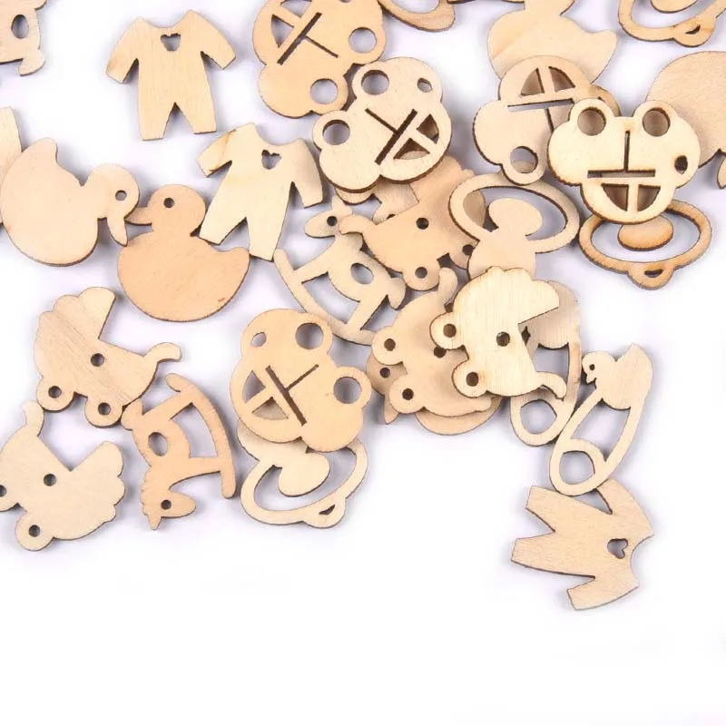 50Pcs Baby pacifiers Pattern natural wood Slices DIY Kid Painting Home Decoration Wooden Crafts Scrapbooking Handmade Ornaments