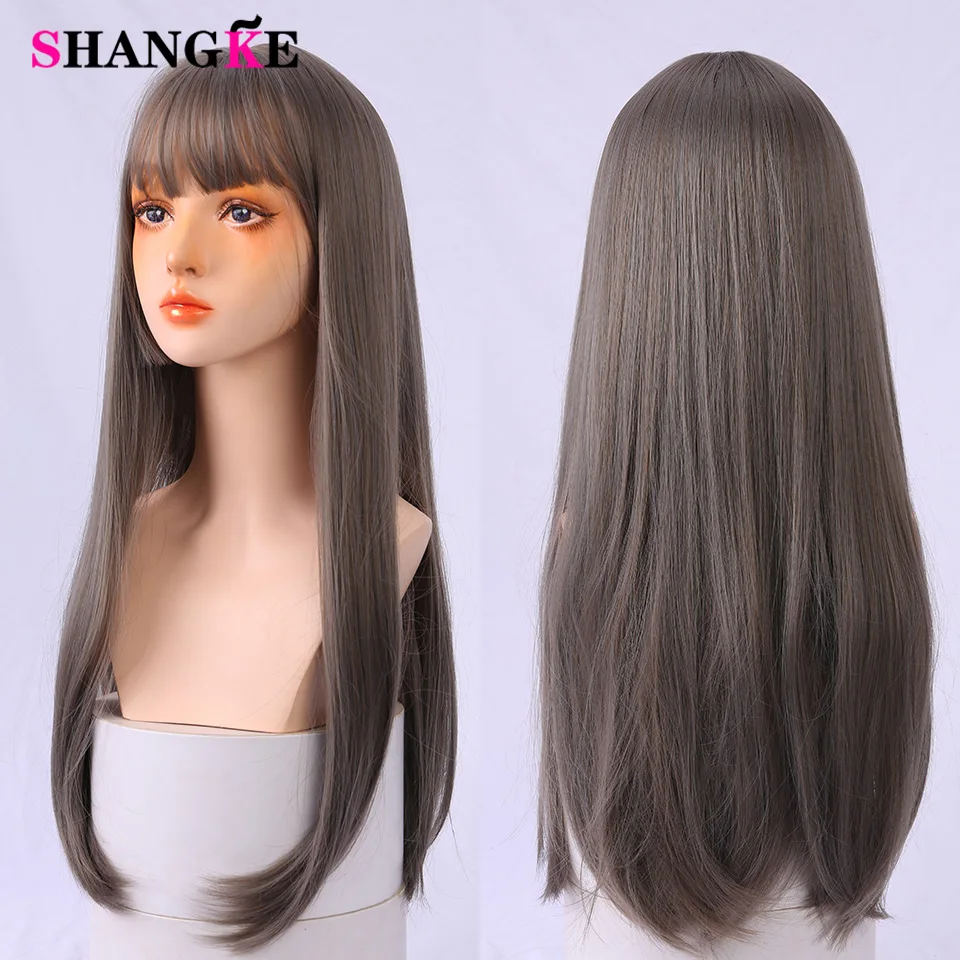 SHANGKE Synthetic Long Straight Cosplay Wig With Bangs Wigs for Women African American Lolita wig Cosplay Wig