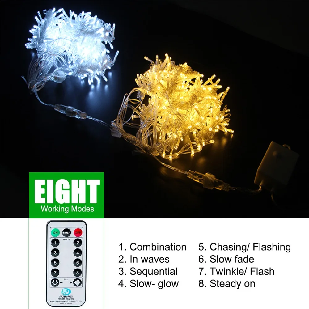 Christmas Lights For Outdoor 24MX0.6M 20 Droops 8 Mode Remote Twinkle Fairy String Light New Year Decorations 2025 Wedding Decor