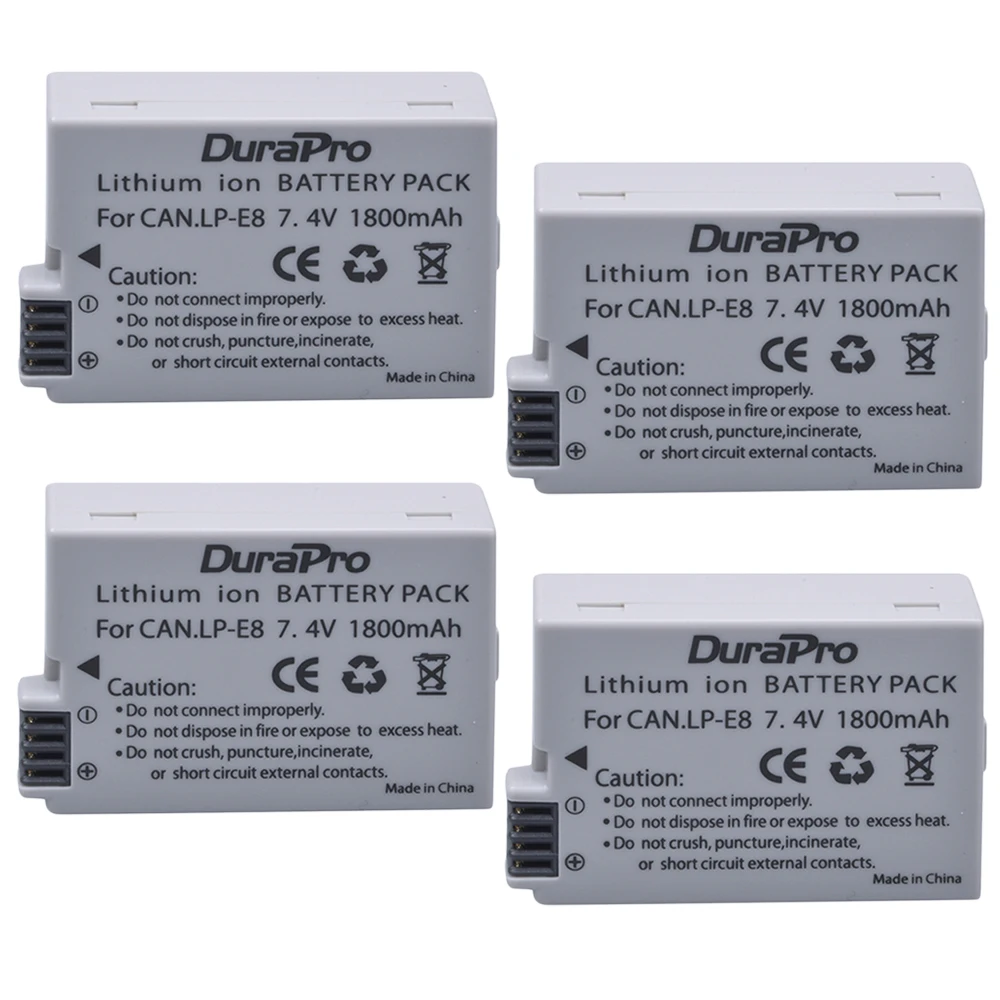 

DuraPro LP-E8 Bateria LP E8 Battery for Canon EOS 550D 600D 650D 700D Kiss X4 X5 X6i X7i Rebel T2i T3i T4i T5i cameras