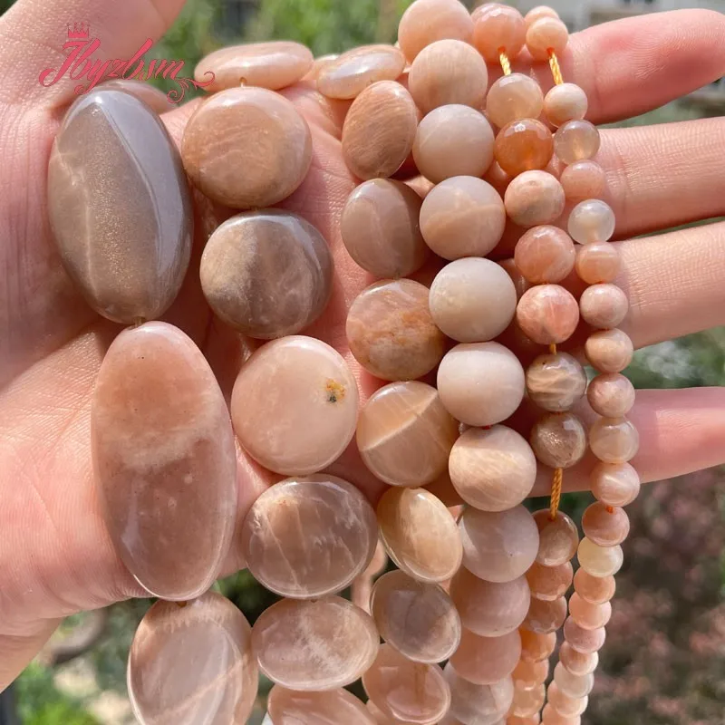 Round Frosted Smooth Faceted Natural Sunstone Loose Beads for DIY Women Men Necklace Bracelet Rings Earrings Jewelry Making 15