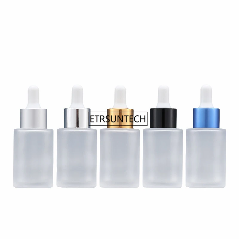 

50pcs 30ml Frosted Glass Dropper Bottle with Black Gold Silver Drop 1oz Matte Glass E-liquid Drop Vials F3473