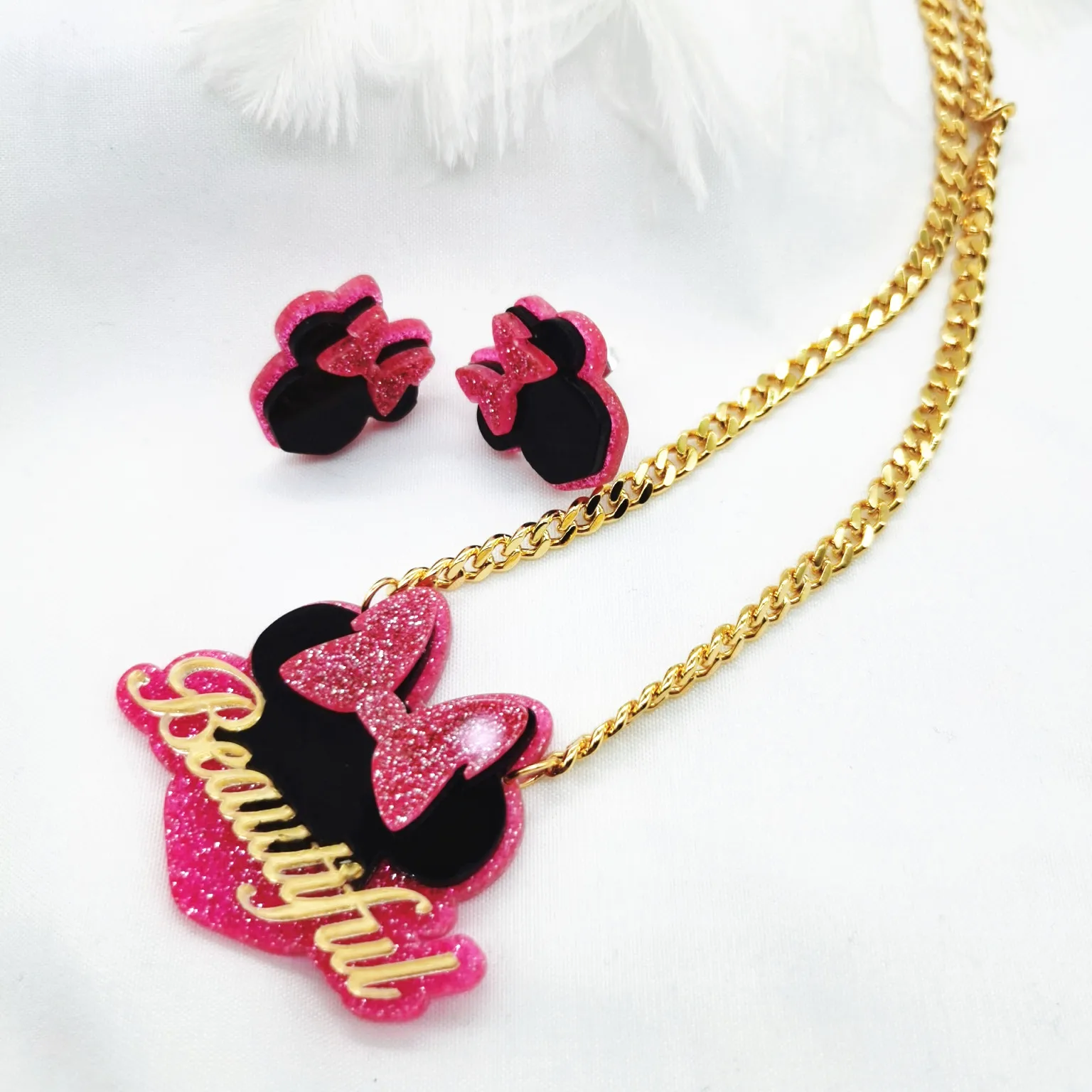 DUOYING 2021 New Custom Nameplate Necklace Personlized Letter Hiphop Customize Acrylic Cartoon Earrings For Children's Cute Gift