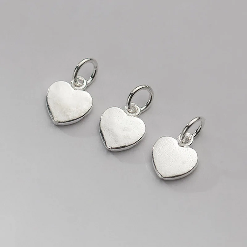 1pc/lot 925 Sterling Silver Sweet Heart Dangle Charms Handmade Necklace Braided Bracelets Silver Pendants DIY Women Jewelry Make