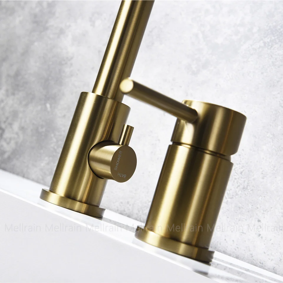 3 Holes Deck Mount Bathtub Faucet 100% Brass Pull Out Shower Faucet Bath Tub Hot & Cold Mixer Water Tap