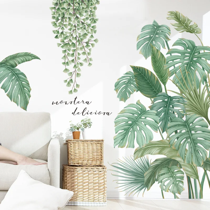 Nordic style Tropical plants Leaves Wall Stickers for Living room Bedroom Eco-friendly Vinyl Wall Decals Art Poster Home Decor image 6