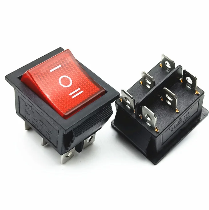 KCD4 1PCS Rocker Switch Power Switch ON-OFF-ON 3 Position 6 Electrical equipment With Light Switch 16A 250VAC/ 20A 125VA