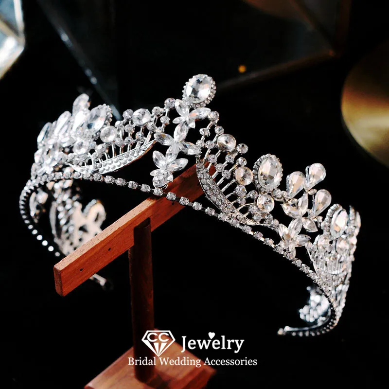 

CC Wedding Crown Women Hair Accessories Engagement Hairwear Bridal Dress Water Drop Shape Coronet Shining Charms Pageant FO33