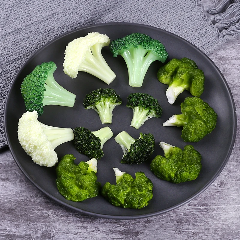 Simulation Vegetables Cauliflower Fake Broccoli Artificial Food Model Lifelike Mall Sample Decorative Props 4pc/lot