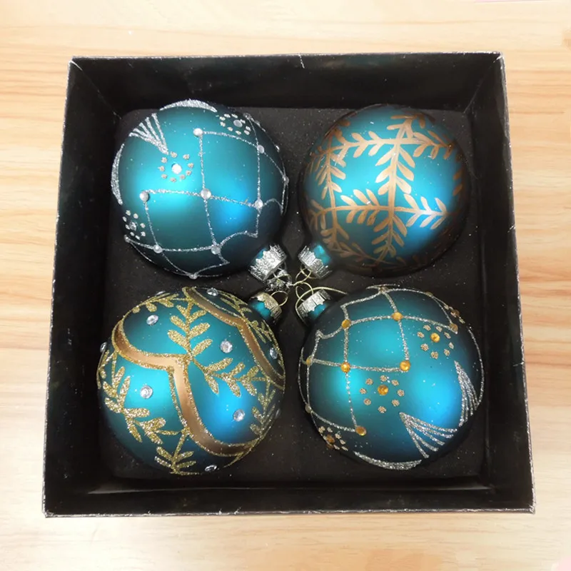 

16pcs/pack Diameter=8cm Small Size Blue Series Glass Ball Pendant Home Decoration Christmas Day Tree Hanging Globe