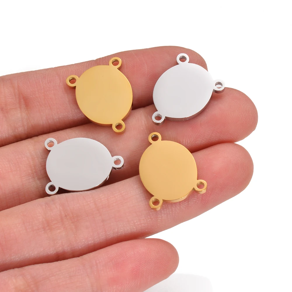 5Pcs/Lot Stainless Steel Round 3 Holes Connector Charms Necklace Pendants  Bracelet DIY Jewelry Making Accessories Findings