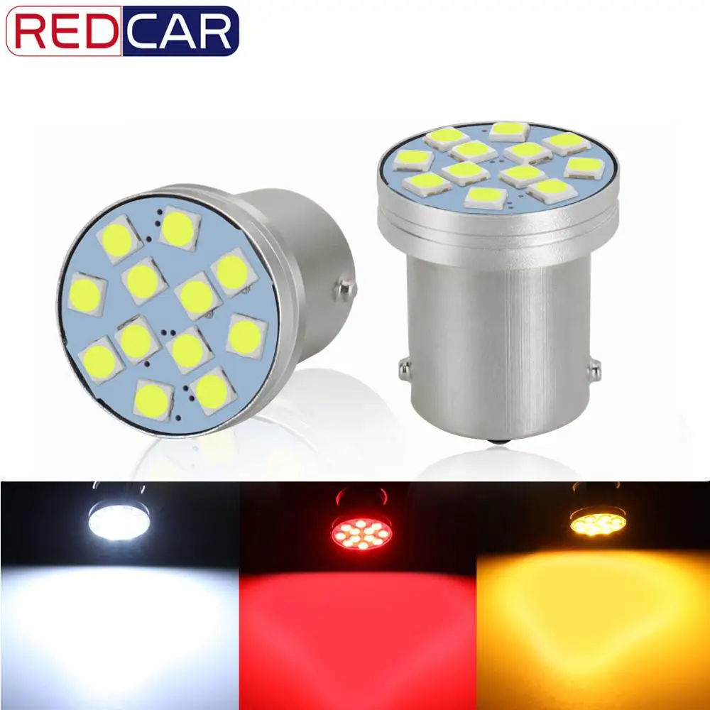 Лампа светодиодная, 2 шт., 1156, 1157, BA15D, BA15S, BAY15D, BAU15S, 12SMD, 3030 чипов, P21W, P21/5W