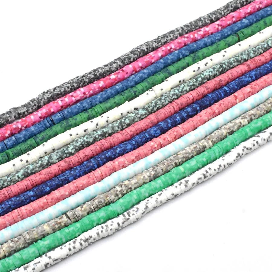 Yanqi  6x1mm Two-Tone Color Flat Round Polymer Clay Beads Loose Spacers Mix Vinyl Disc Beads For DIY Jewelry Making Bracelet