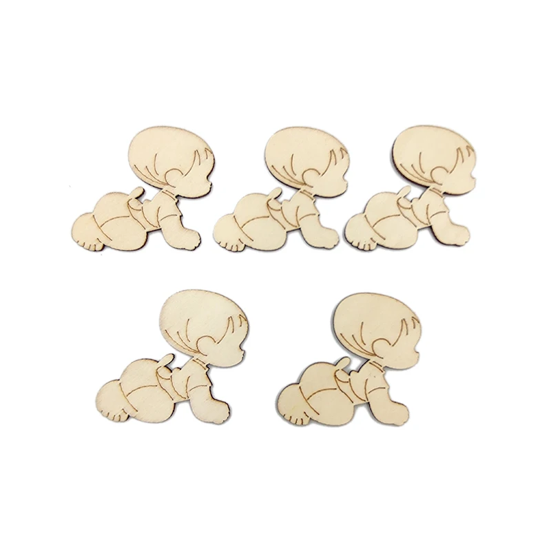 5pcs Unfinished Wooden Woodland Baby Shapes Birthday Ornaments Model for Home Decor Ornament, DIY Craft Art Project