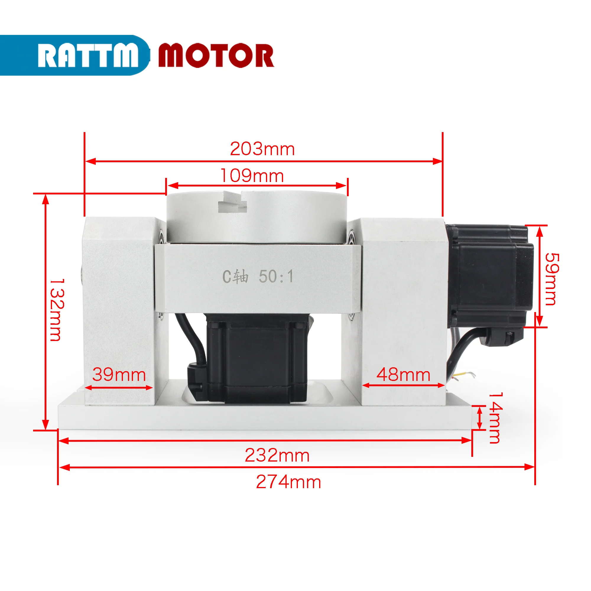 CNC Rotary Axis, Harmonic Drive Redutor, cabeça divisória, Relação de velocidade, Suportes duplos, 4 °, 5 °, A, B, 50:1