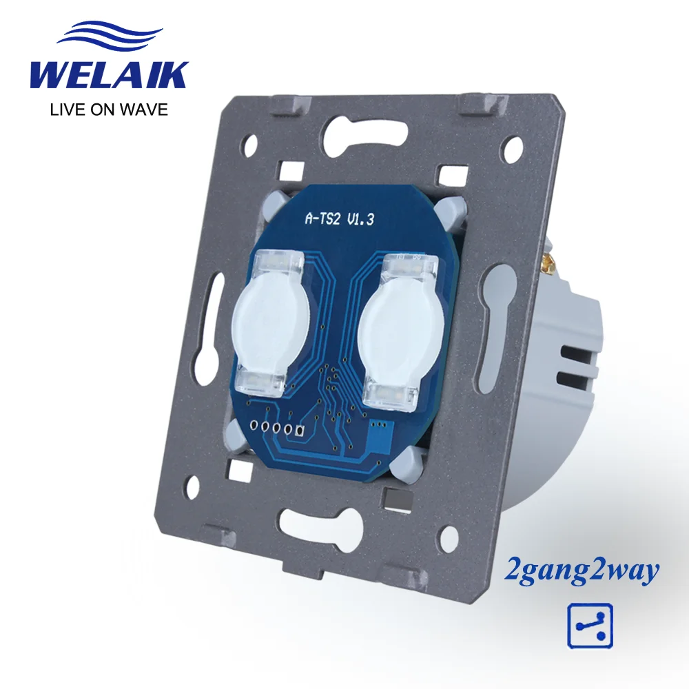 WELAIK EU Cross 2Gang 2Way 3Way Through Intermediate Aisle Stairs Wall Touch Switch 1~1000W 220V 5A  LED Light Wall Switch  A922