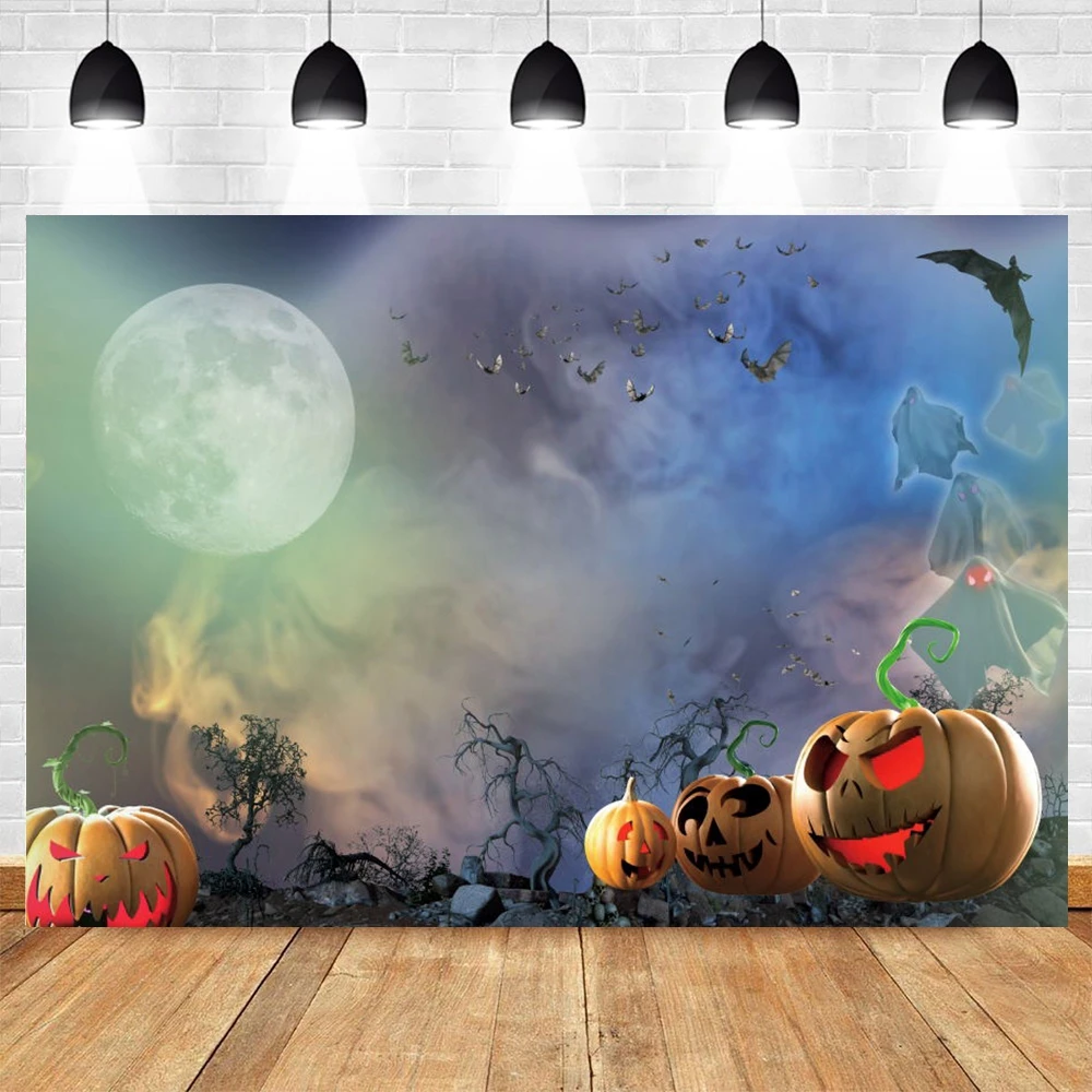 

Yeele Halloween Backdrop Photocall Moon Planet Bats Light Spot Pumpkin Lantern Background Photography Photo Studio Photophone