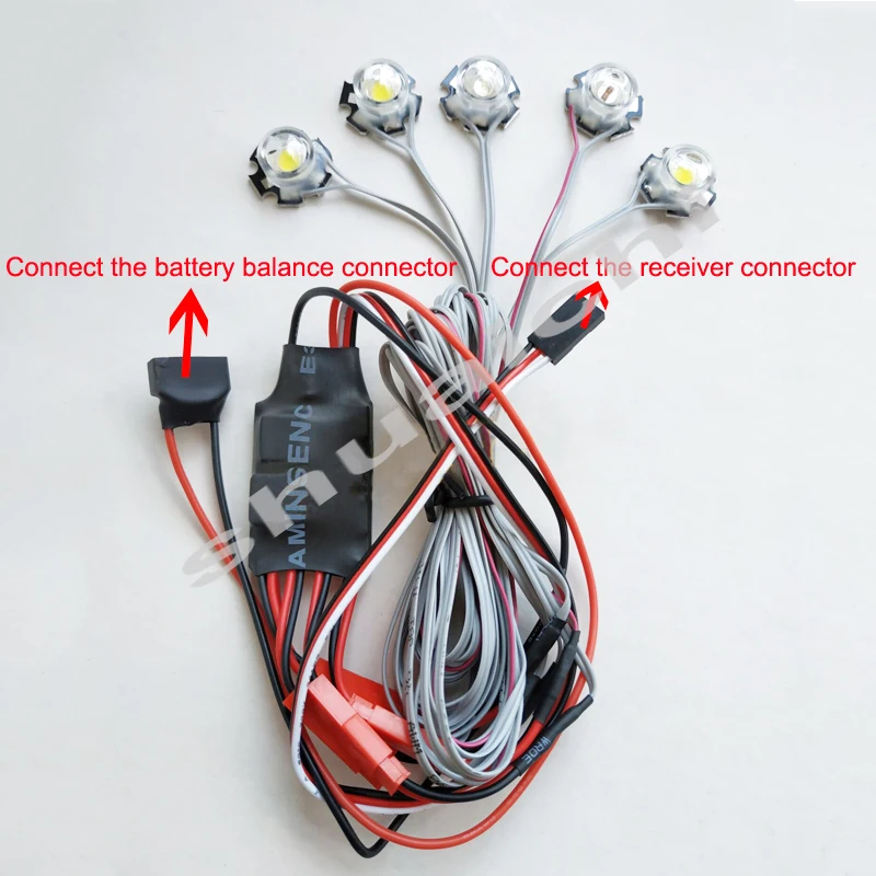 1PCS RC Aircraft Night Flying Light Remote Control Strobe Flashing 5W LED Lamp Bright Lights 2S 3S 4S 5S 6S JST Plug Parts