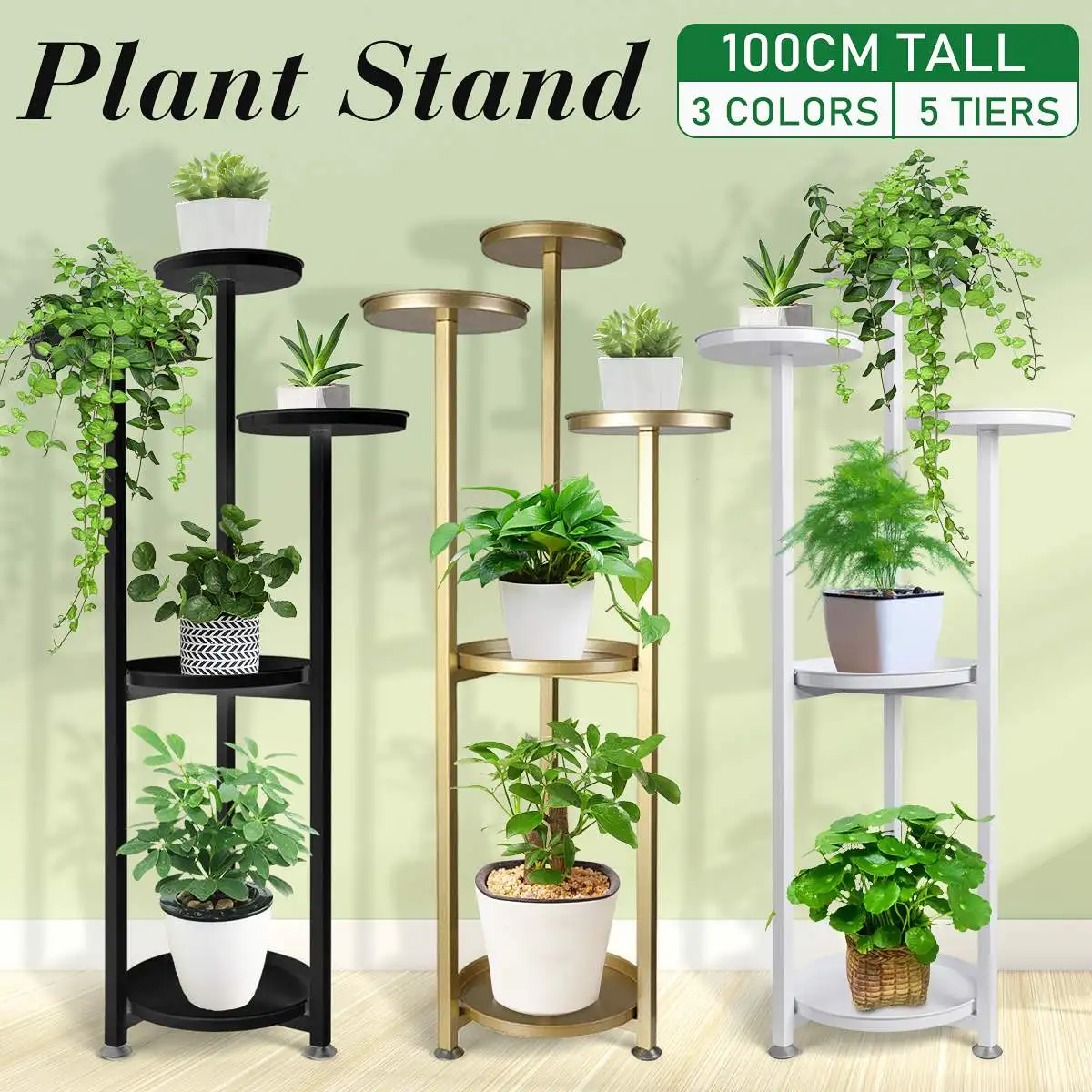 5 Tiers Plant Stand Flower Holders Living Room Display Shelf Furniture Balcony Decoration Flower Stand with Floor Protection Mat
