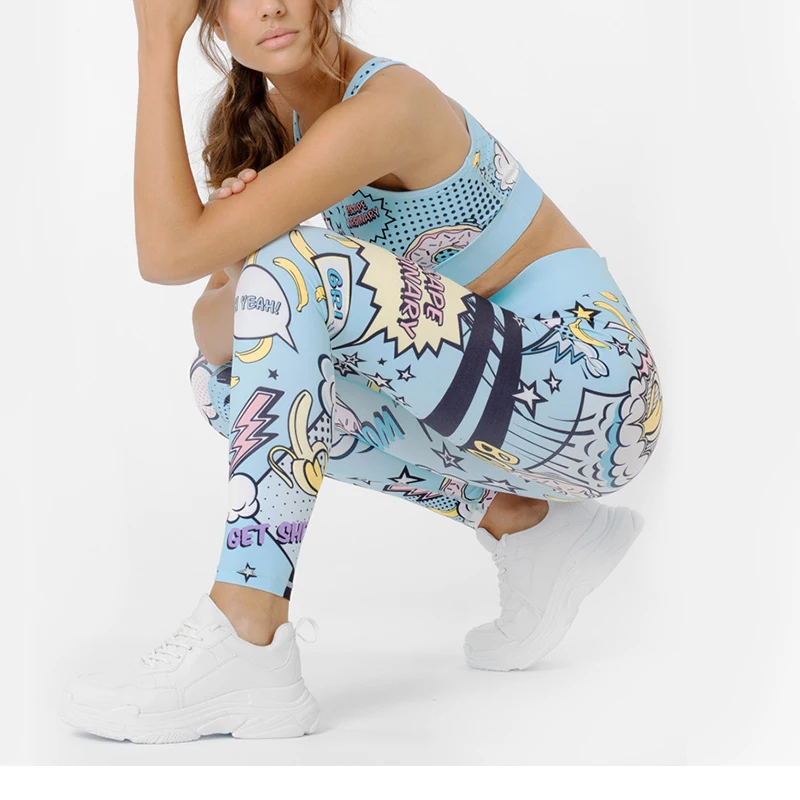 Yoga Set Women Tracksuit Graffiti Sportswear Yoga Set Tracksuit For Women, Workout Set Clothes Gym Clothes 2 Piece Set Leggings